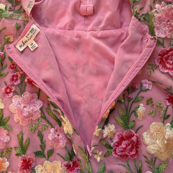 For Love and Lemons Luna Mini Dress embroidered Floral Pink - XS - Picture 9 of 15